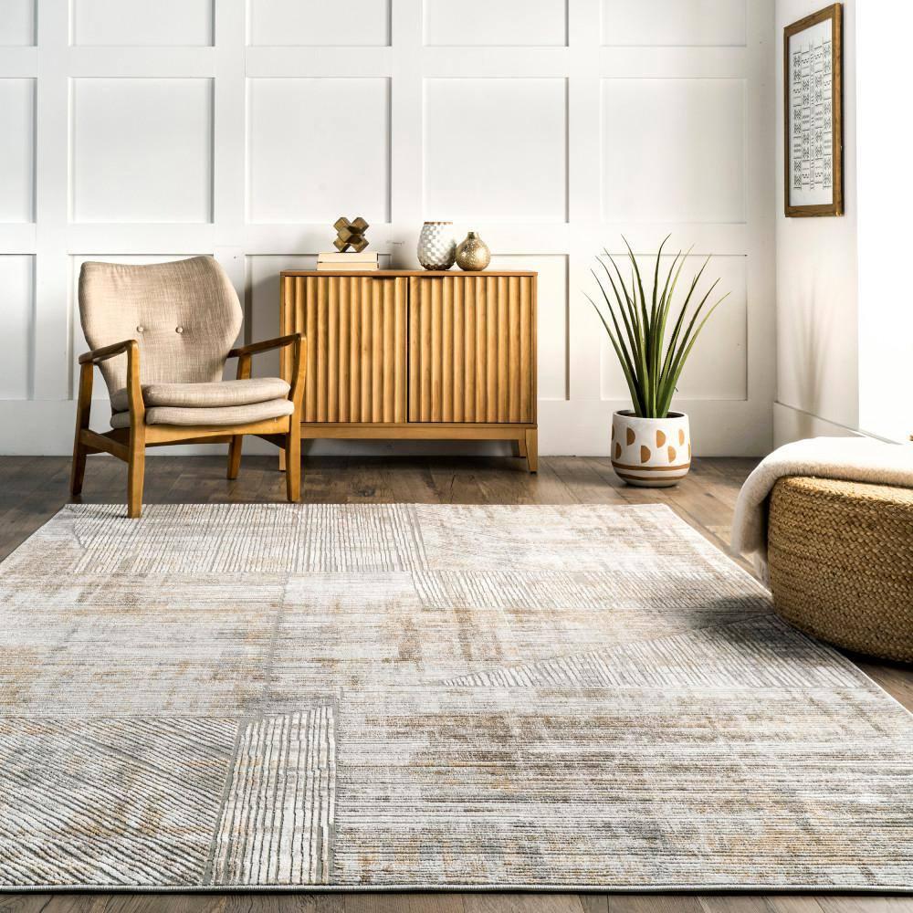 Nuloom Helene Abstract 5x8 Indoor Area Rug for Living Room Bedroom Dining Room Kitchen, Beige/Ivory