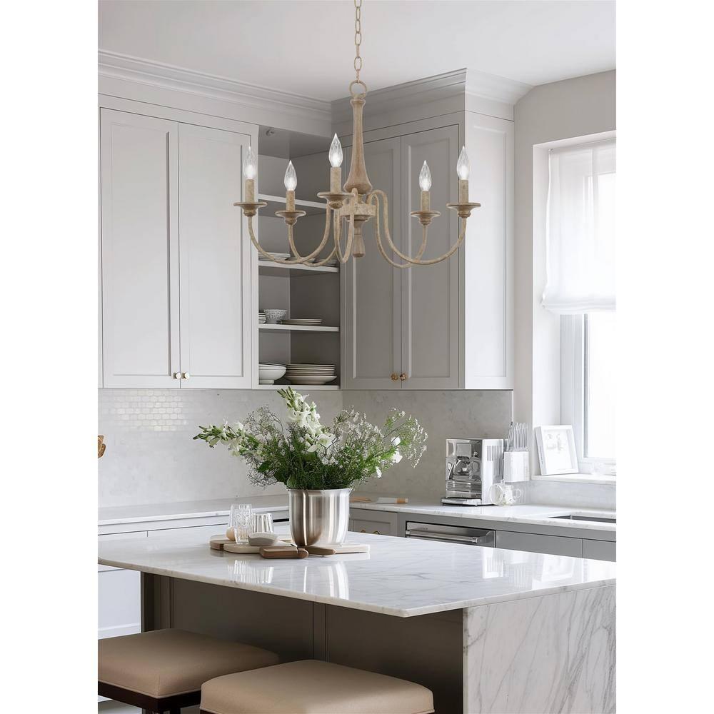 Kira Home Sherbrooke 24" 5-Light French Country Chandelier, Adjustable Height, Smoked Cedar Finish