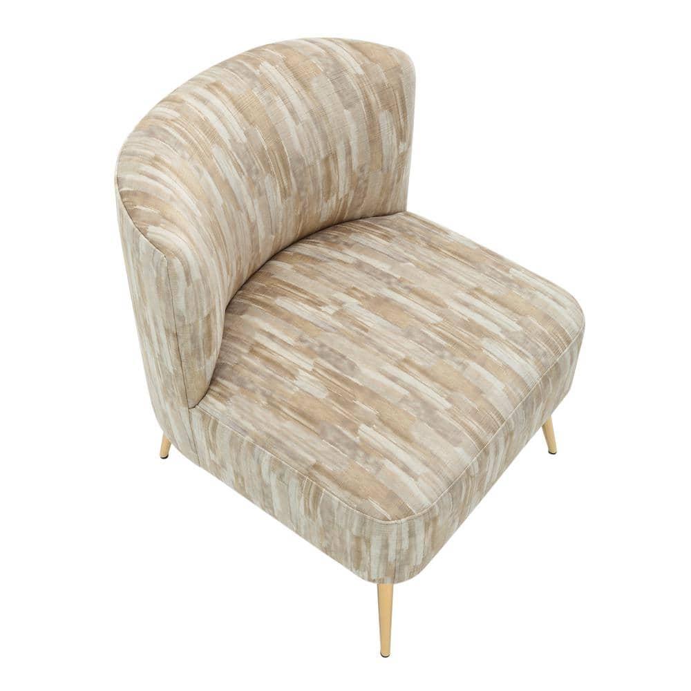 Fran Contemporary Upholstered Slipper Chair Gold/Light Brown - LumiSource: Modern Metal Frame, Polyester, Spot Clean