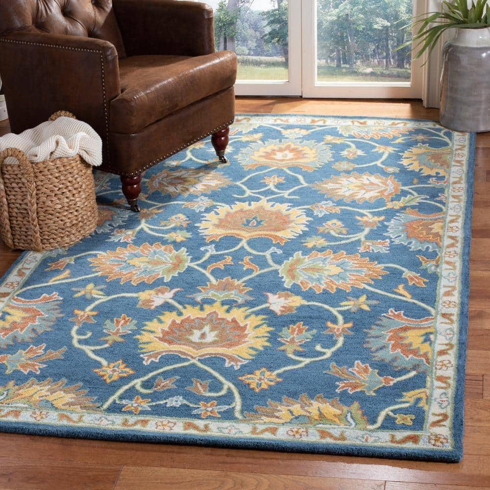 SAFAVIEH Heritage Sharla Floral Wool Area Rug, Navy, 5' x 8'