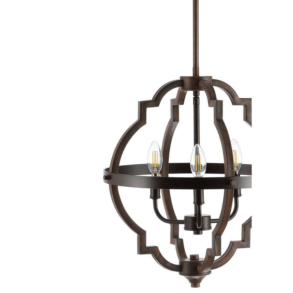 Ogee 16.75" 3-Light Adjustable Iron Rustic Industrial LED Pendant, Oil Rubbed Bronze