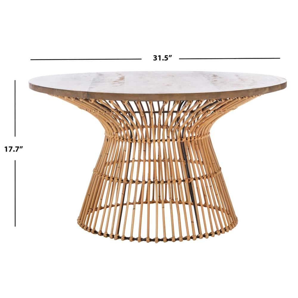 Whent Round Coffee Table - Natural/Black - Safavieh