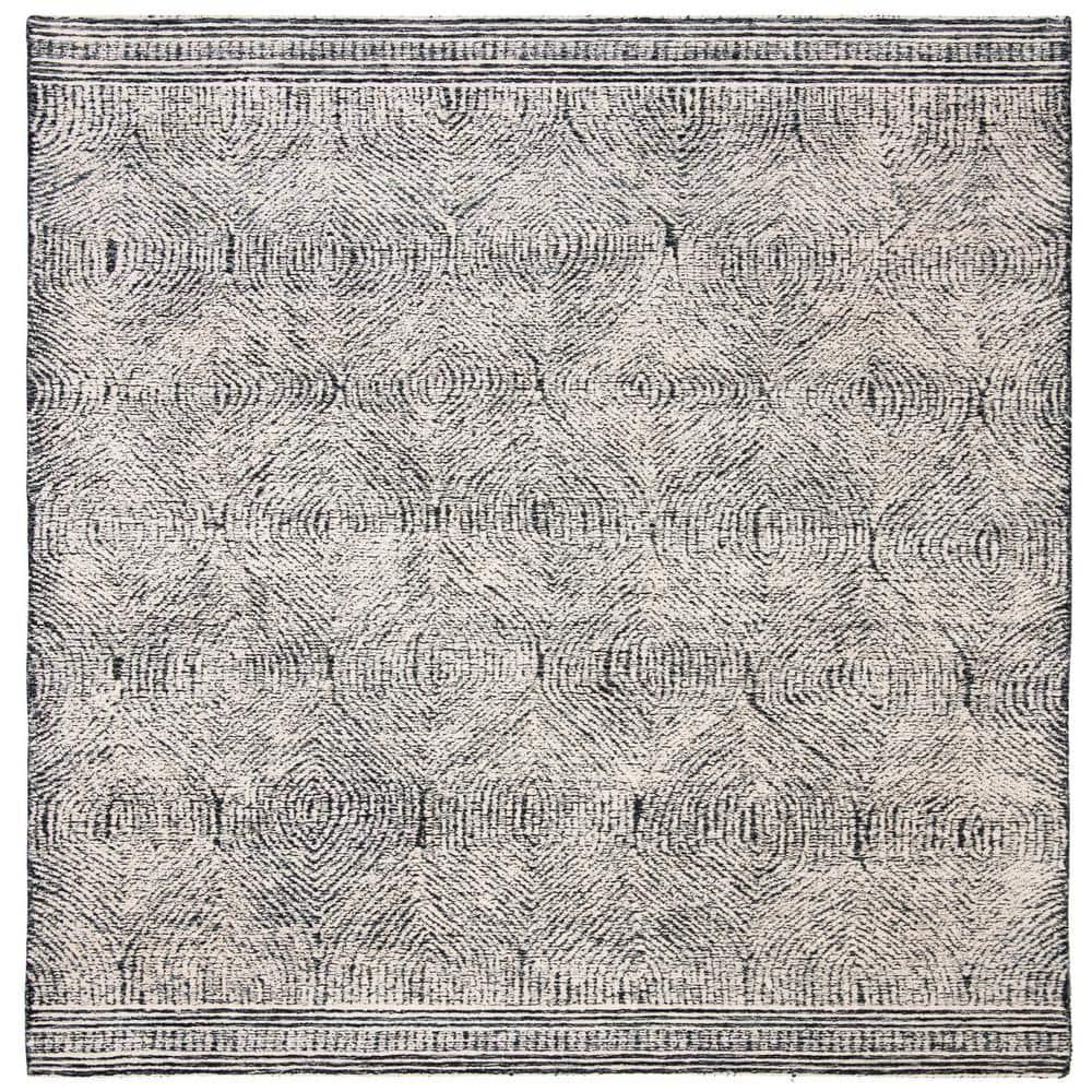 Abstract ABT340 Handmade Indoor Area Rug - Ivory/Chocolate - 6'x6' - Safavieh