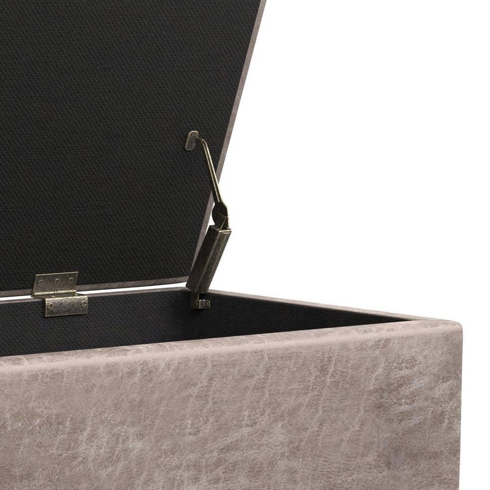Simpli Home Shay 48"W Upholstered Storage Ottoman with Lift Top and Tufted Detailing