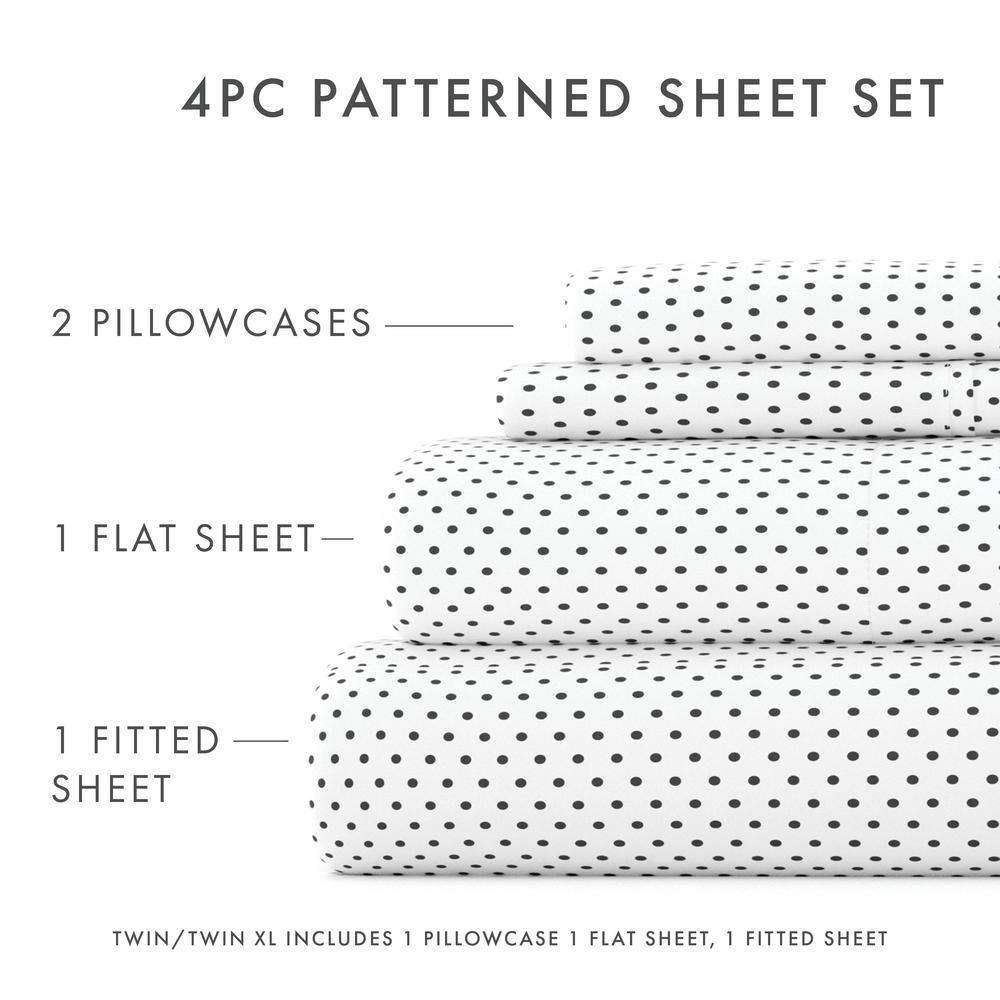 Linen Market Double-Brushed Patterned Microfiber Queen Sheet Set 4 Piece – Oeko-TEX Certified Ultra Soft & Wrinkle-Free - 16" Deep Pocket Sheets - Easy Care Queen Size - Stippled Gray