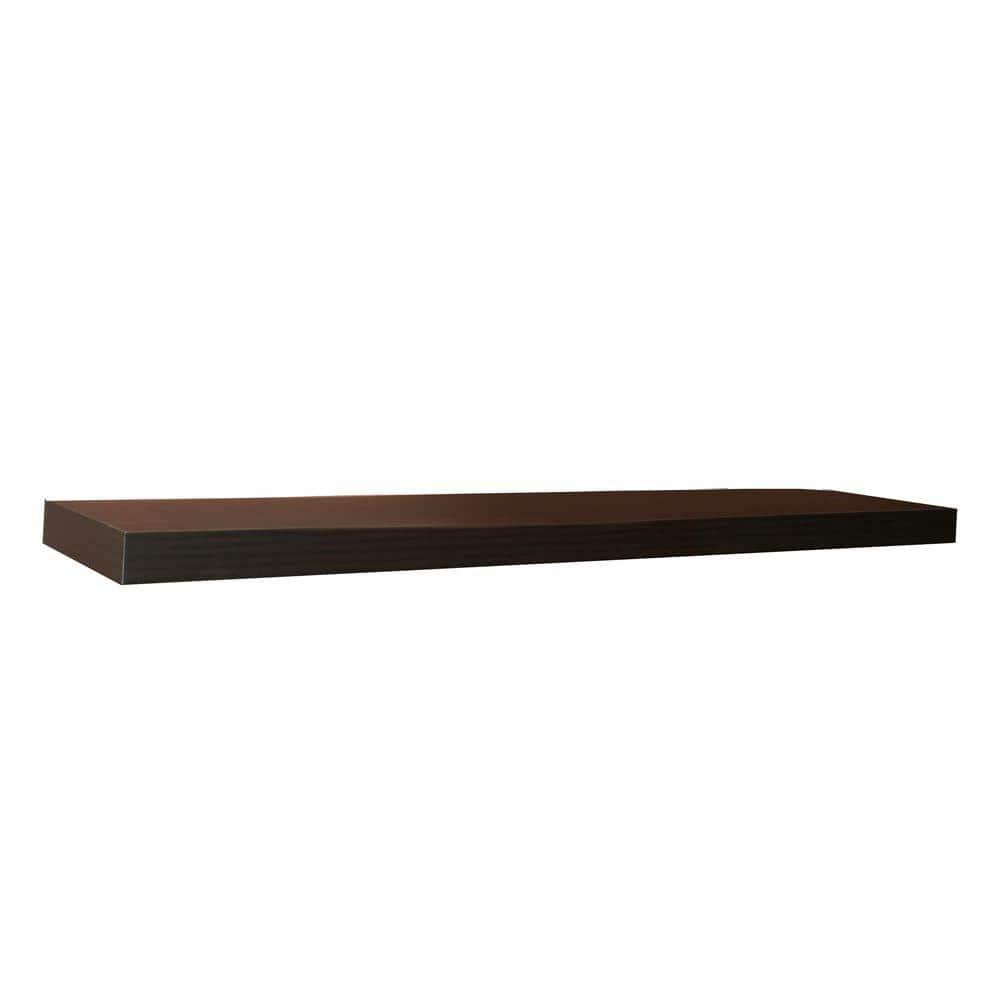 InPlace 48" Floating Shelf Wall Mounted Hidden Brackets Espresso: Modern Wood Composite, 17 lbs Capacity