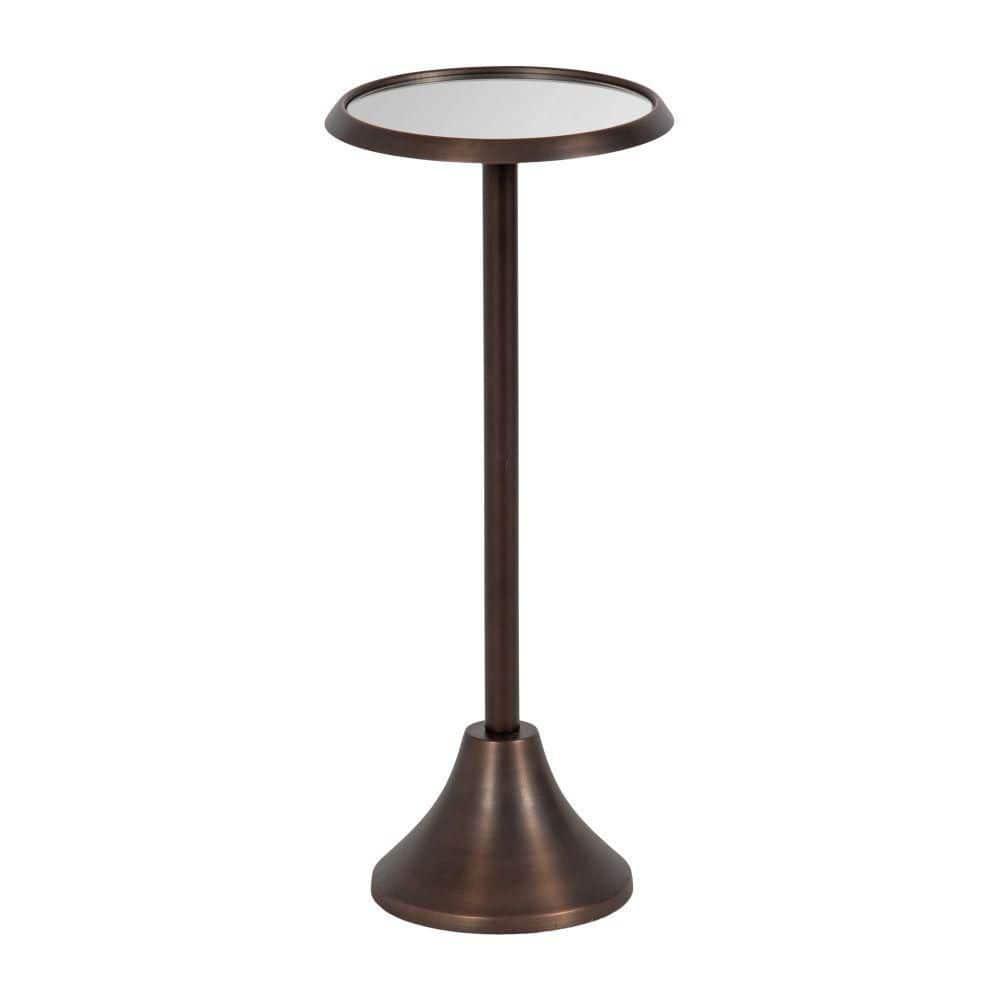 Kate and Laurel Sanzo Modern Pedestal Drink Table, 10 x 10 x 23, Antique Bronze, Decorative End Table with Mirrored Tabletop for Use as Small Plant Stand or Cute Martini Table