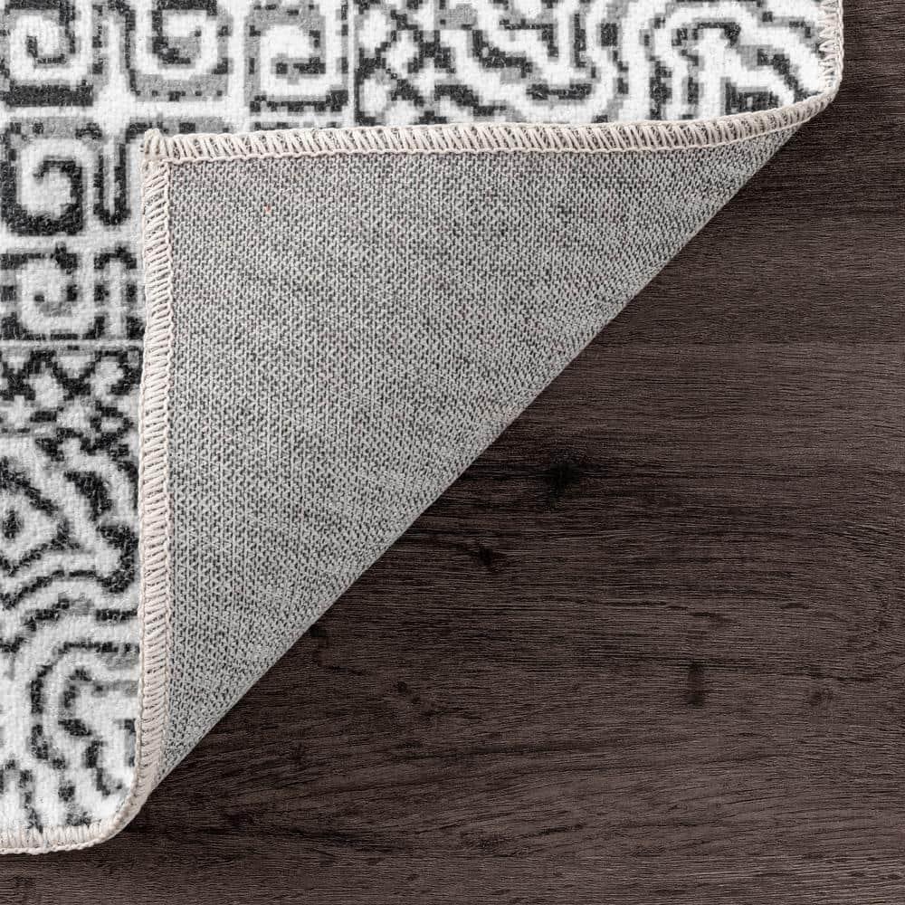 Nuloom Hart Medallion 8x10 Machine Washable Indoor Area Rug for Living Room Bedroom Dining Room Kitchen, Grey/Ivory