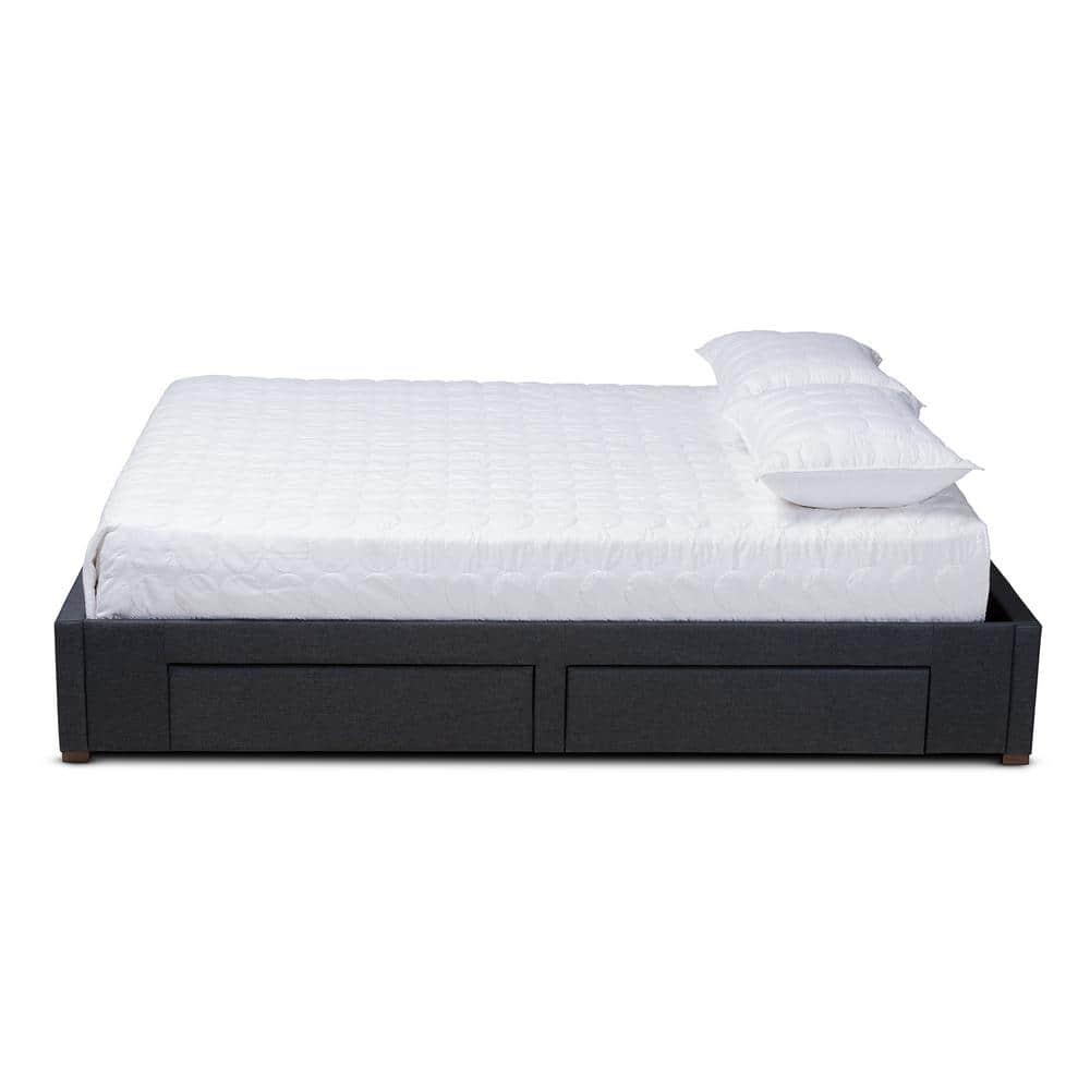 Baxton Studio Leni 4-Drawer Storage Queen Bed in Dark Gray