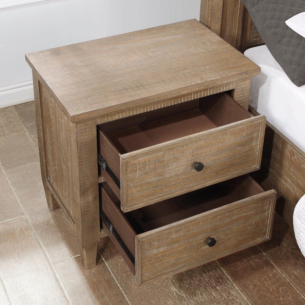 Steve Silver Riverdale Rustic Modern Nightstand with Two Drawers, Driftwood
