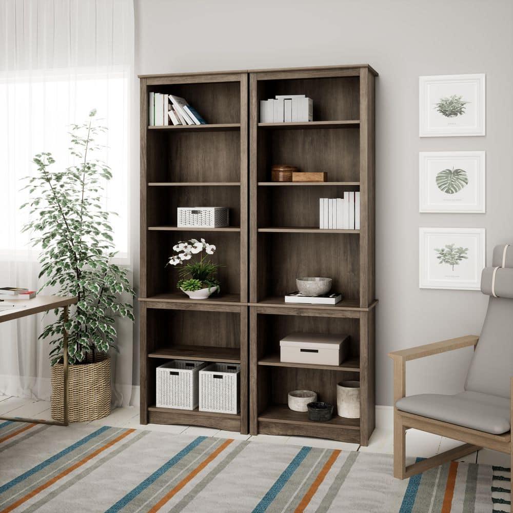 Prepac Tall 6-Shelf Bookcase, Drifted Gray