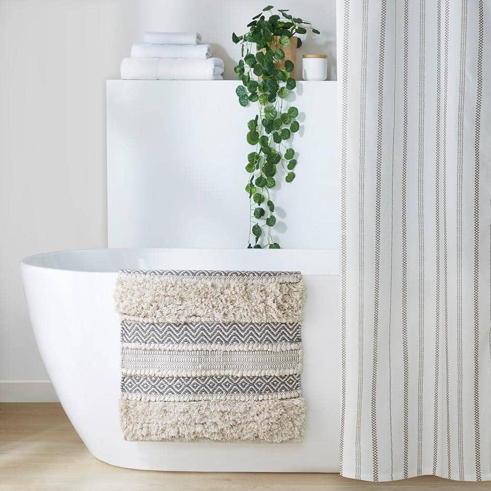 INK+IVY Asher Cotton Blend Bath Rug with Non-Slip Backing