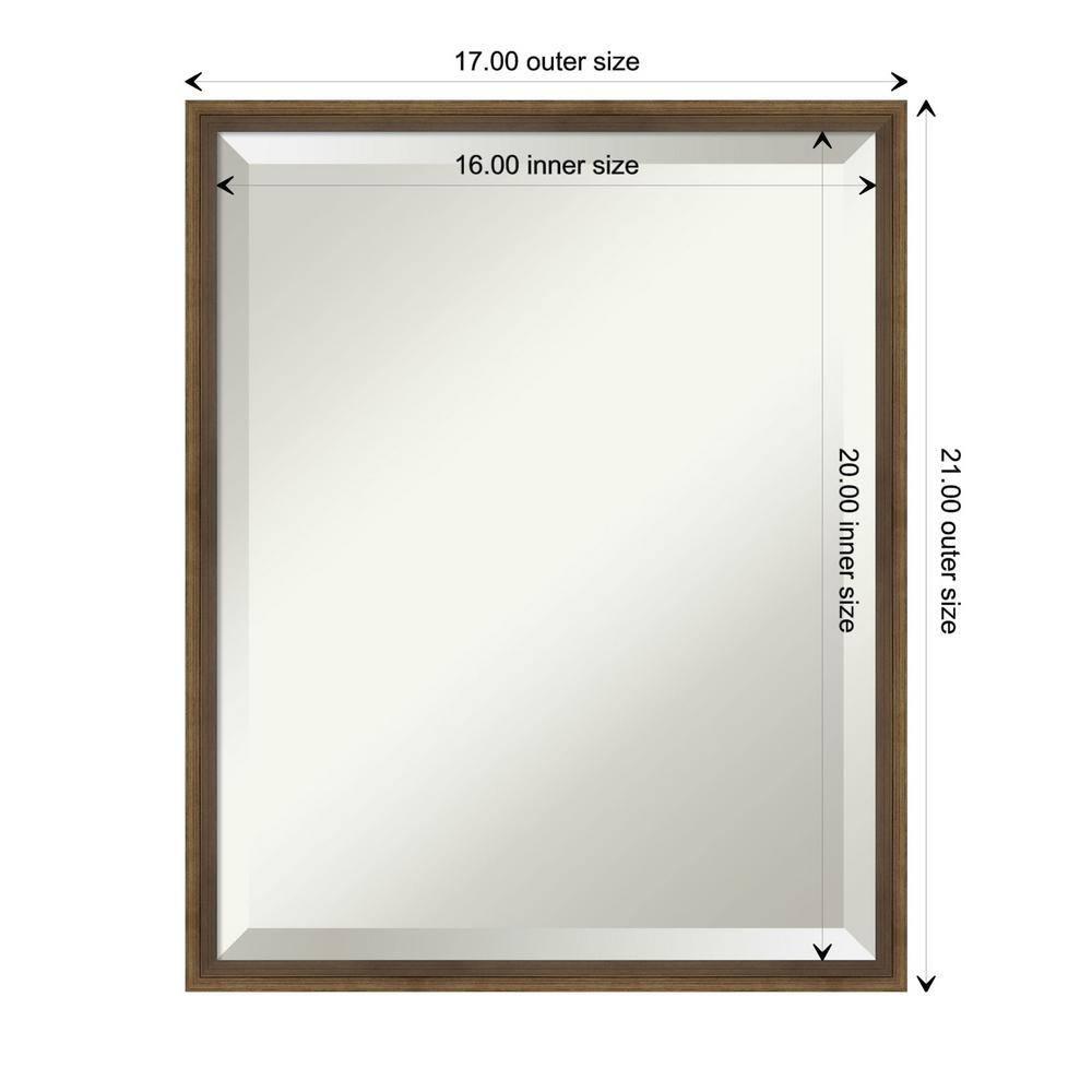 Elegant Rectangular Light Bronze Wood Vanity Mirror 17" x 21"