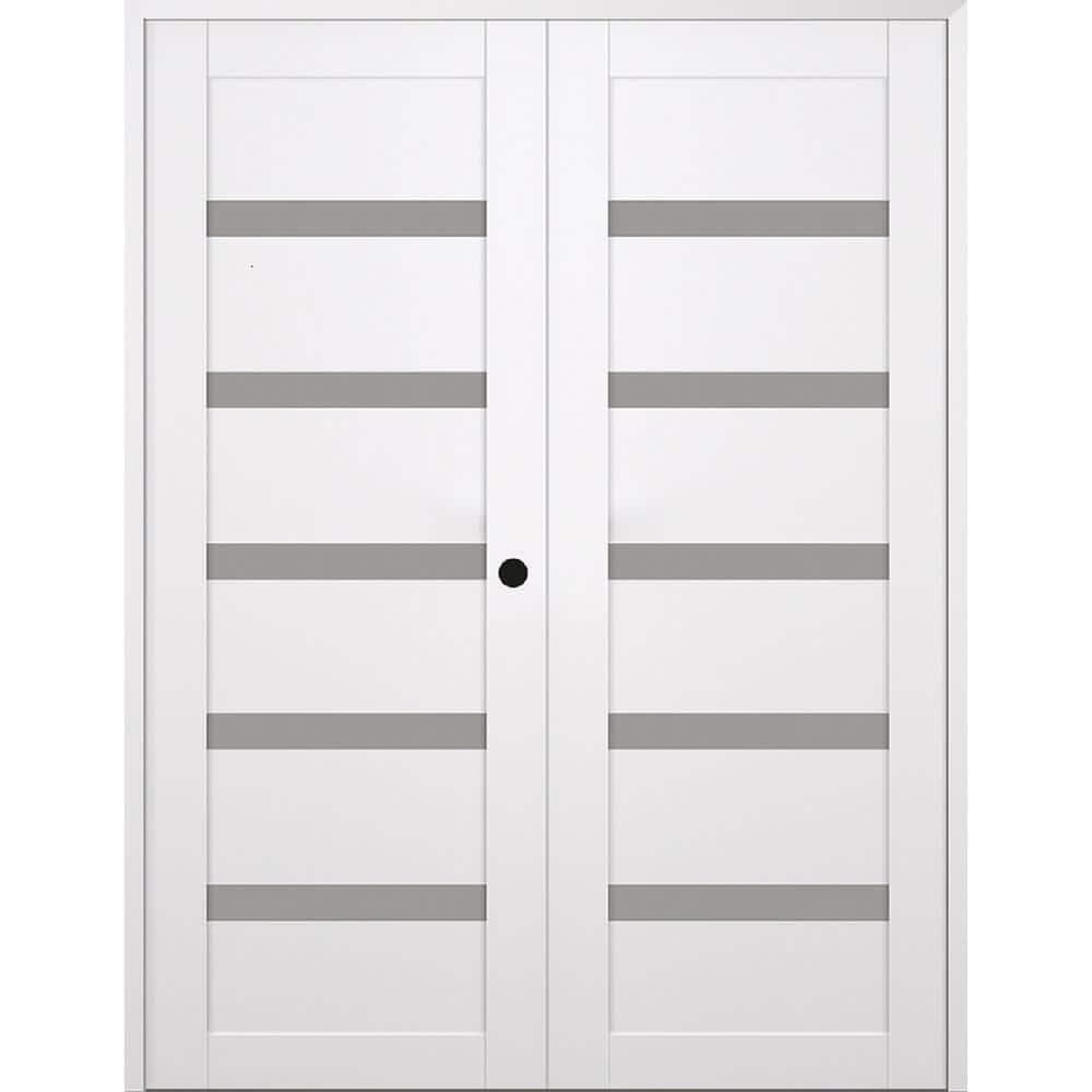 Belldinni Leora Snow White Solid Manufactured Wood and Glass Paneled Smooth Texture Prefinished French Door