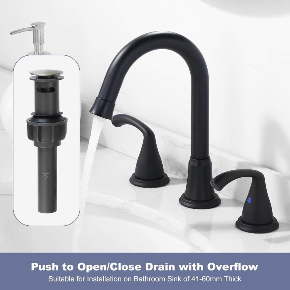 Widespread 2-handle Bathroom Faucet with Drain Assembly