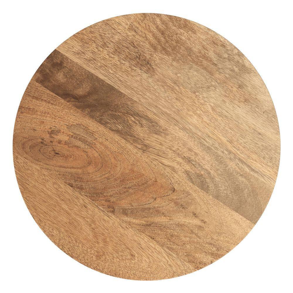 Simpli Home Robbie 16"W Solid Mango Wood Round Accent Table with Sculptural Design