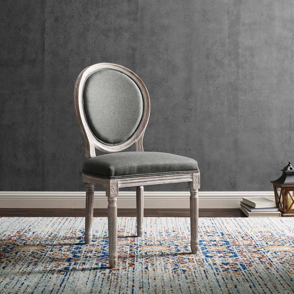 Modway Emanate 19.5" Fabric Dining Side Chair with Oval Back in Natural/Gray