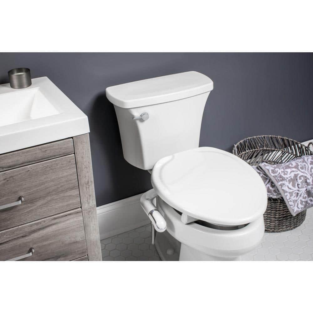 Bemis Assurance 3" Raised Toilet Seat with Handles and Bidet Attachment, Secure Hinges, Elongated, White 7YE85320H20 ARM
