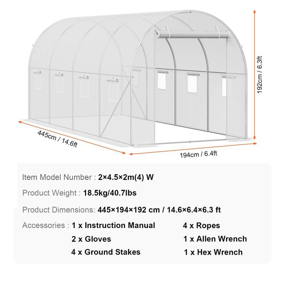 VEVOR Walk-in Tunnel Greenhouse Galvanized Frame PE Cover
