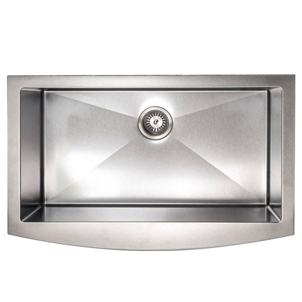 ZLINE 33 in. Vail Farmhouse Apron Mount Single Bowl DuraSnow Stainless Steel Kitchen Sink W/ Bottom Grid (SAS-33S)