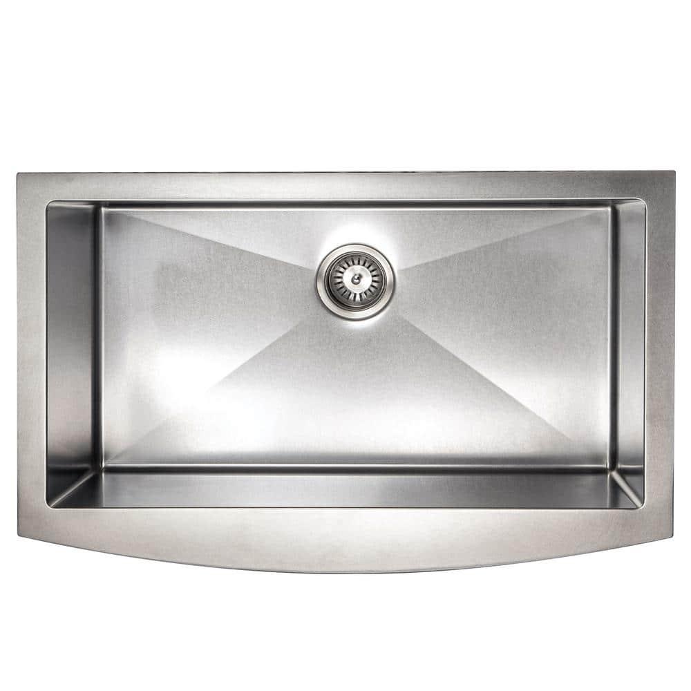 ZLINE 33 in. Vail Farmhouse Apron Mount Single Bowl DuraSnow Stainless Steel Kitchen Sink W/ Bottom Grid (SAS-33S)