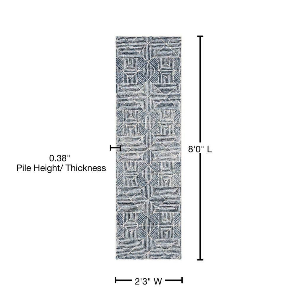 Linsly Handmade Blue/Ivory Rug