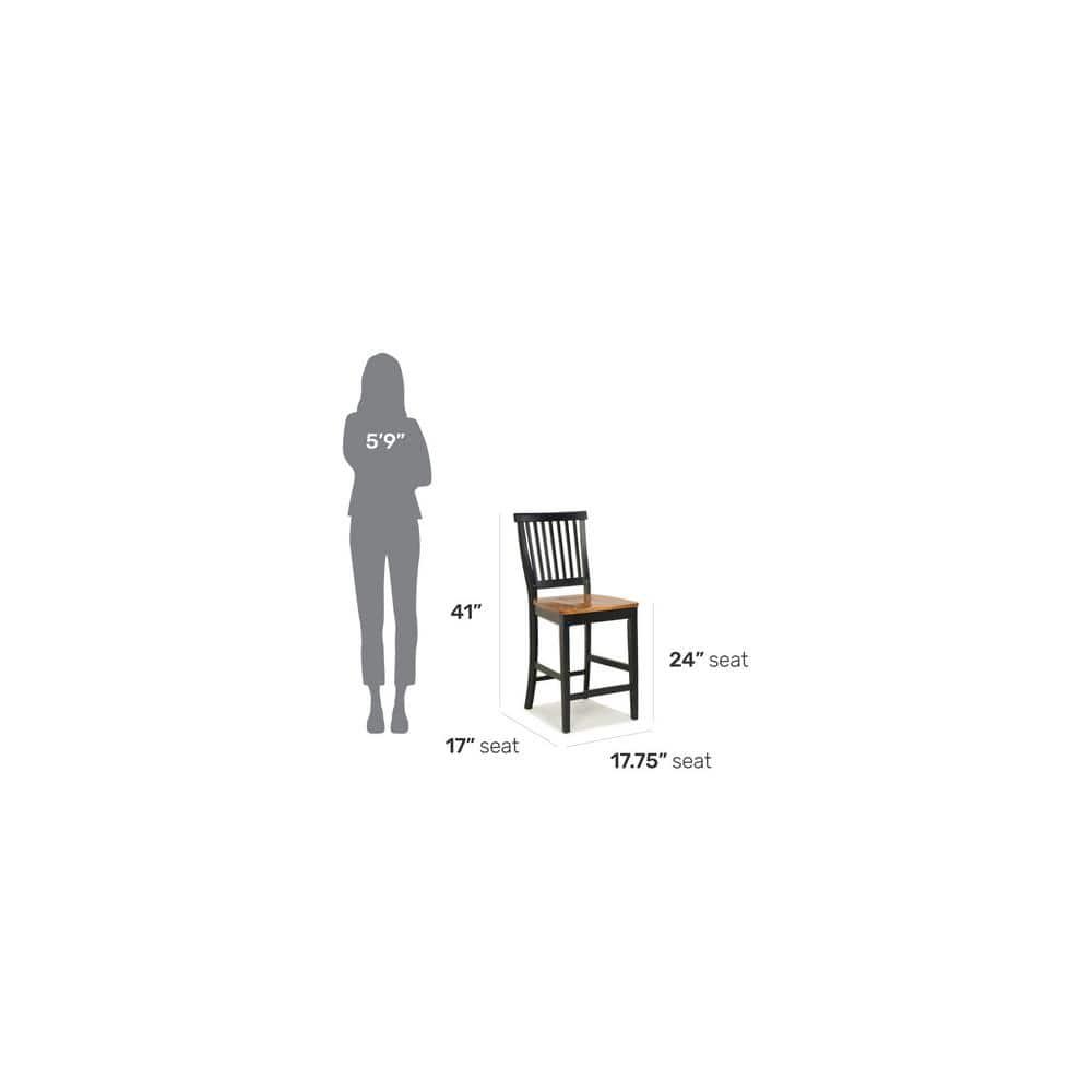 Home Styles Black Counter Stool with Oak Finished Seat