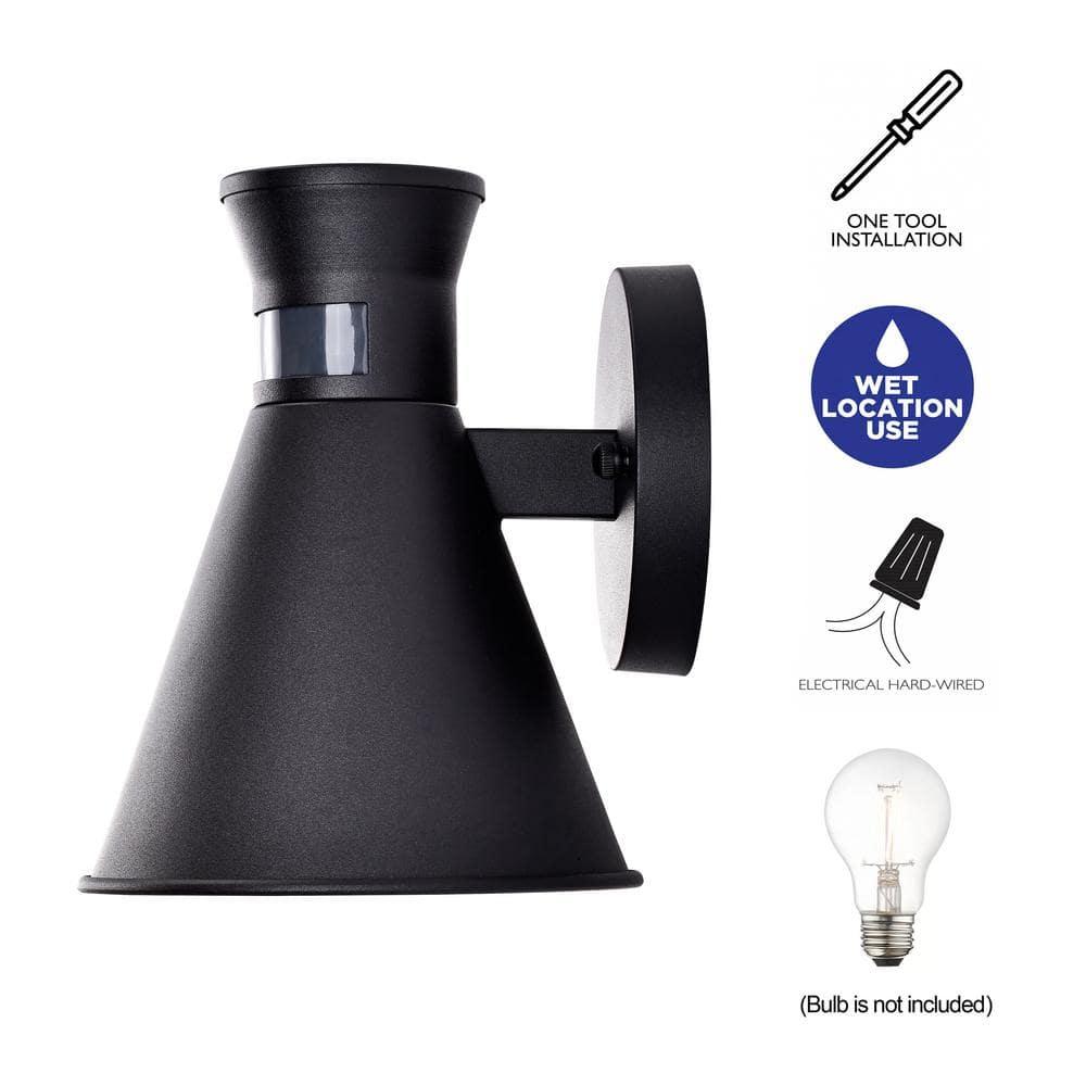C Cattleya Motion Sensor Dusk to DawnOutdoor Wall Sconce with Black Finish
