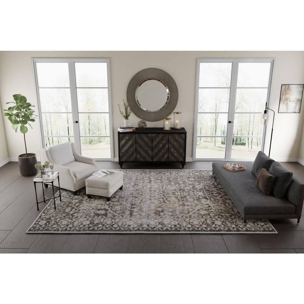 Rugs America Leopold LX20B Stone Transitional Cream Area Rug for Dining Room Rug Neutral Rug Living Room Rug Kitchen, 5'3"x7'