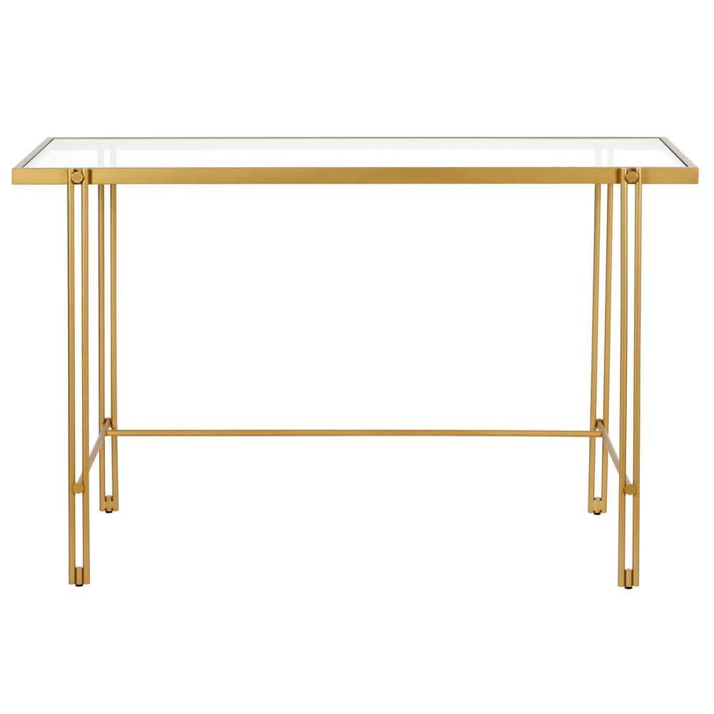 Evelyn&Zoe Inez 48" Wide Rectangular Desk in Brass