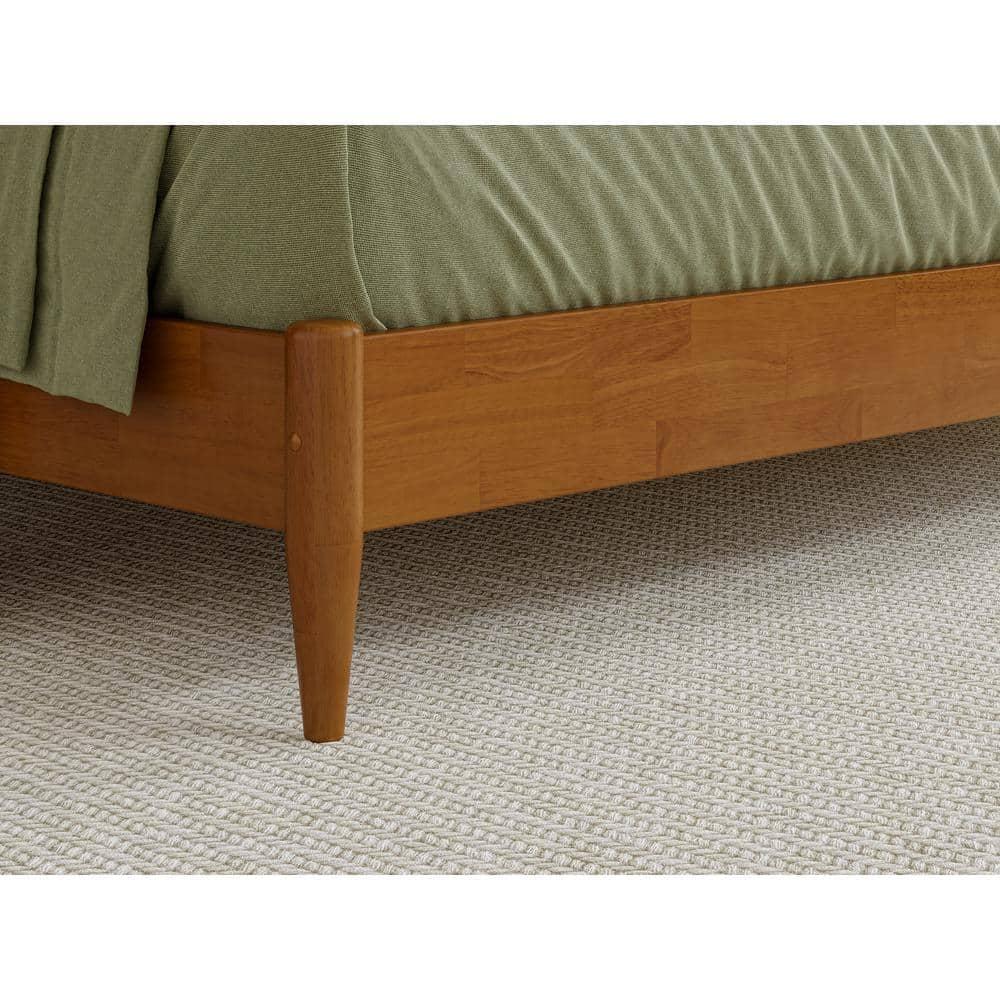 AFI Orleans Queen Solid Wood Low Profile Sleigh Platform Bed, Light Toffee