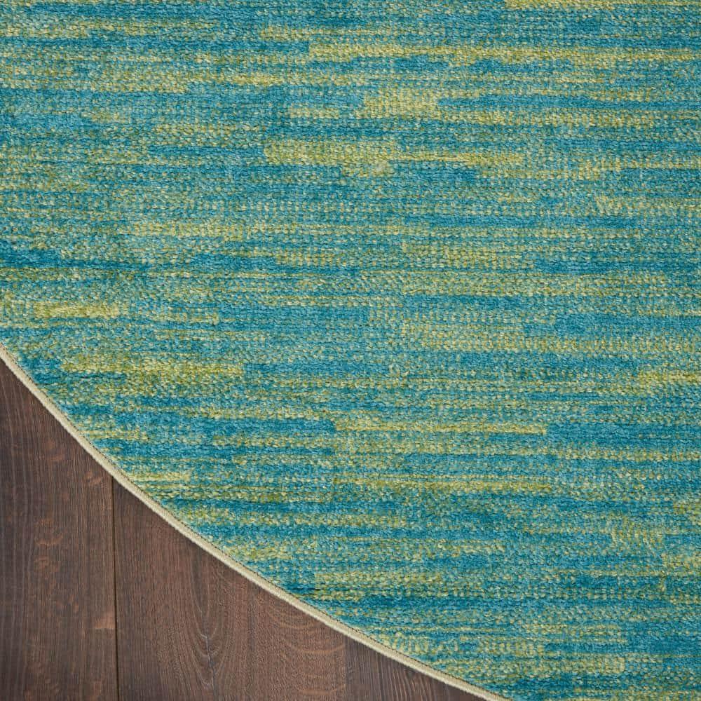 Nourison Nourison Essentials NRE01 Indoor/outdoor Area Rug - Blue Green 4' x round