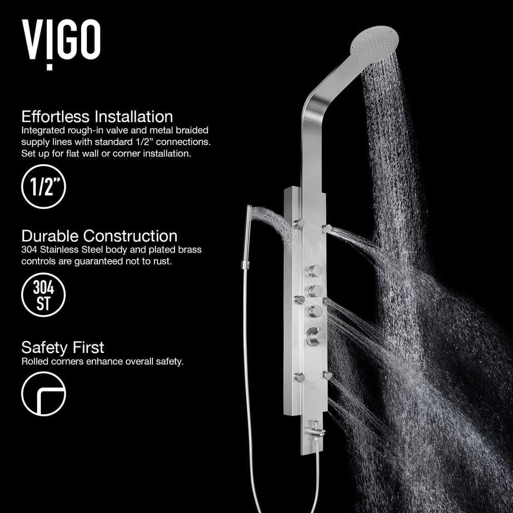 Mateo 60" H X 7" W 6-Jet Shower System & Tub Filler with Hand Shower Wand and Rainfall Shower Head