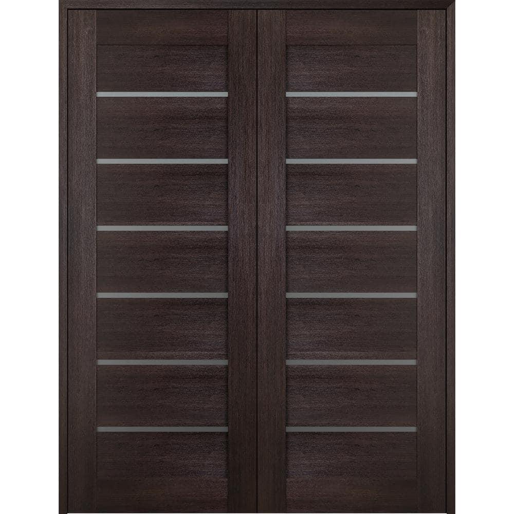 Belldinni Avon 07-02 Solid Manufactured Wood and Glass Paneled Prefinished Standard Double Door