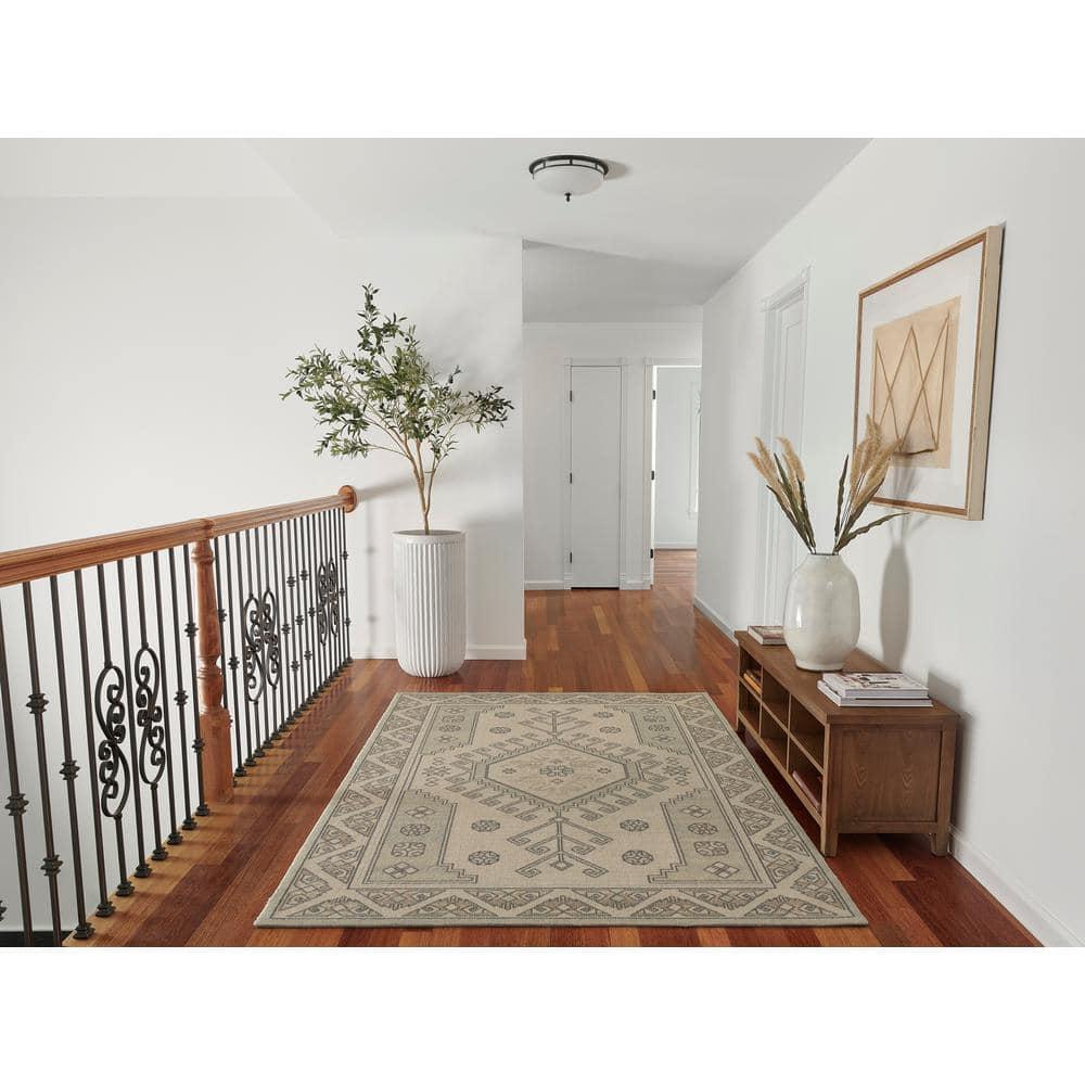 Momeni 7'9"x9'10" Anatolia Sylm Medallion Machine Loomed Area Rug Sage Green: Wool & Nylon, Low Pile, Indoor Use