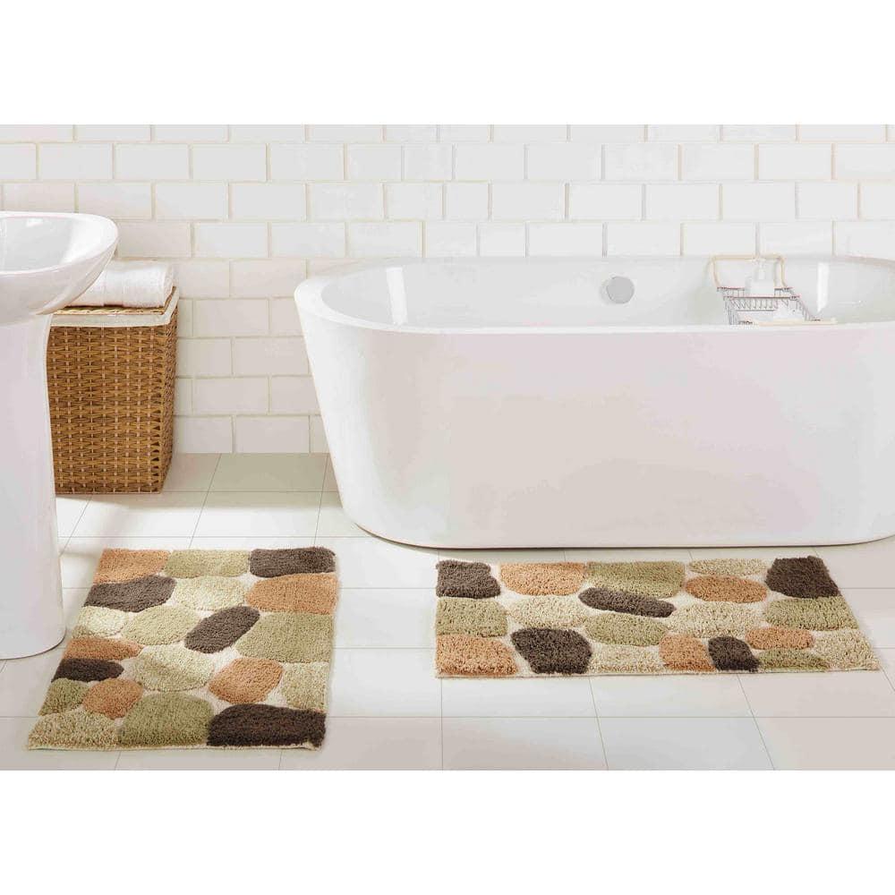 Chesapeake  Pebbles 2pc Bath Rug Set Khaki 20"x32" & 20"x32" Same Size Set