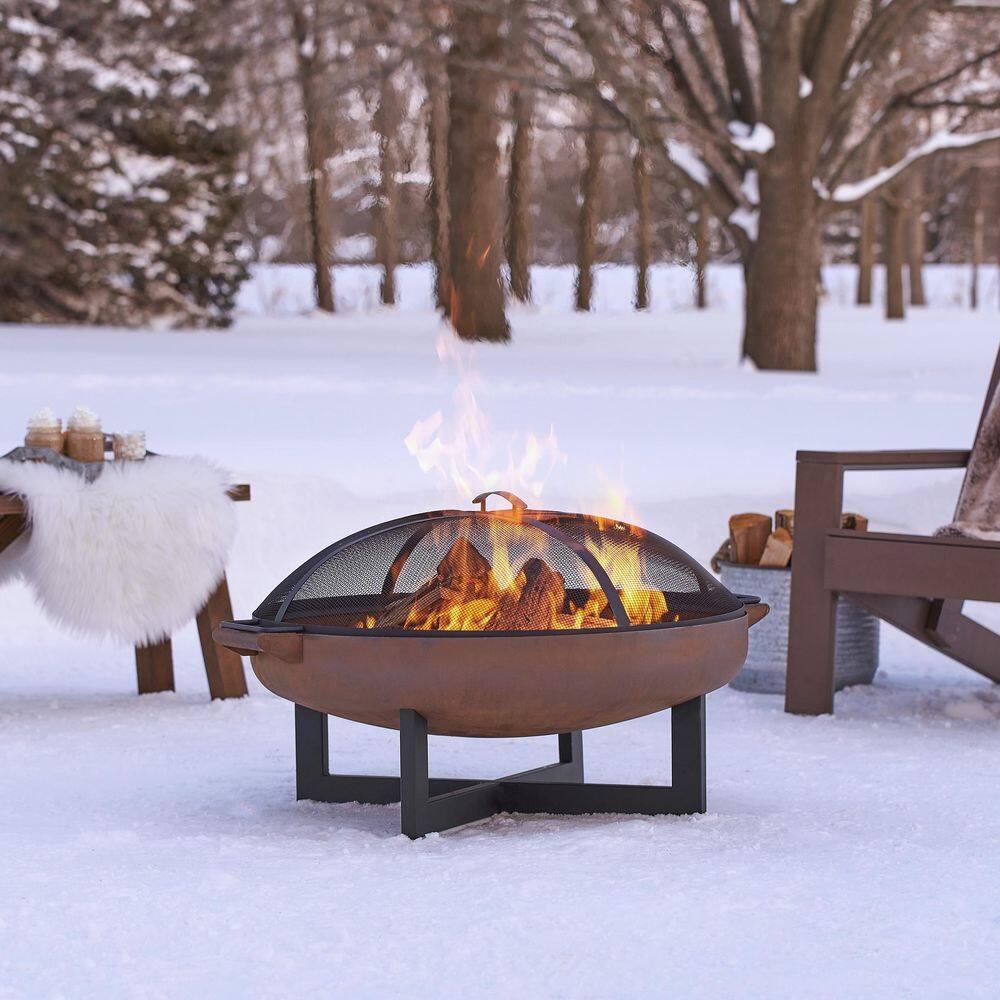 La Porte 21" H x 36.8" W Steel Wood Burning Outdoor Fire Pit with Lid