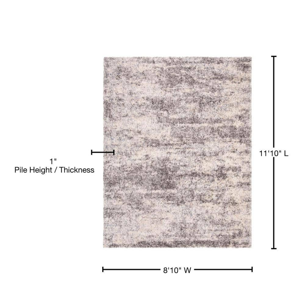 Berber Shag BER219 Power Loomed Area Rug - Grey/Cream - 9' X 12' - Safavieh.