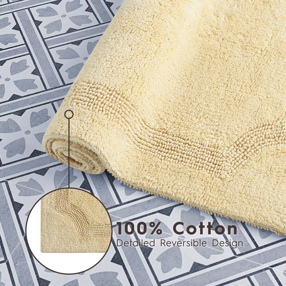 Reversible Yellow Cotton 2-Piece Bath Mat Set