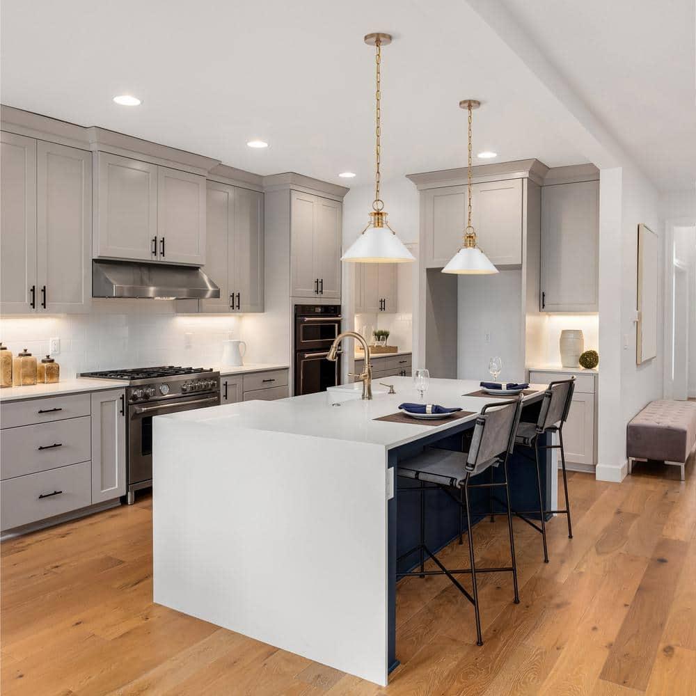 Nuvo Lighting Outpost 1 Light Medium Pendant Matte White with Burnished Brass