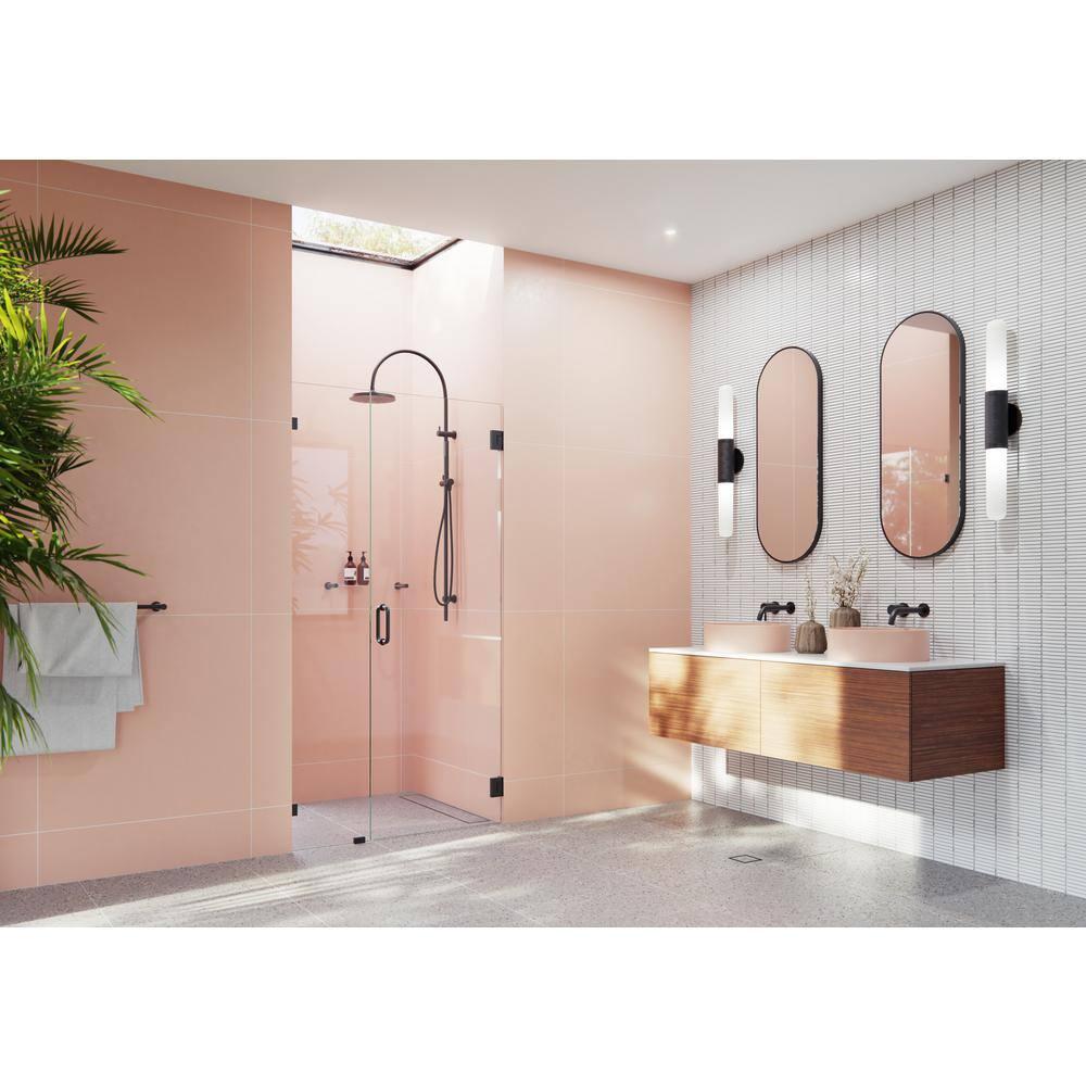 Glass Warehouse Illume 36.5 in. x 78 in. Fully Frameless Wall Hinge Shower Door GW-WH-36-5-MB