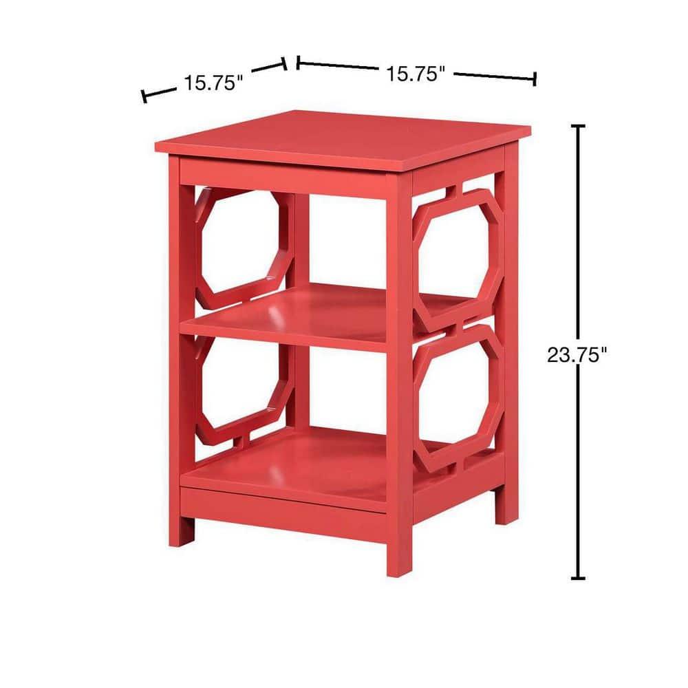 Convenience Concepts Omega End Table with Shelf, Coral