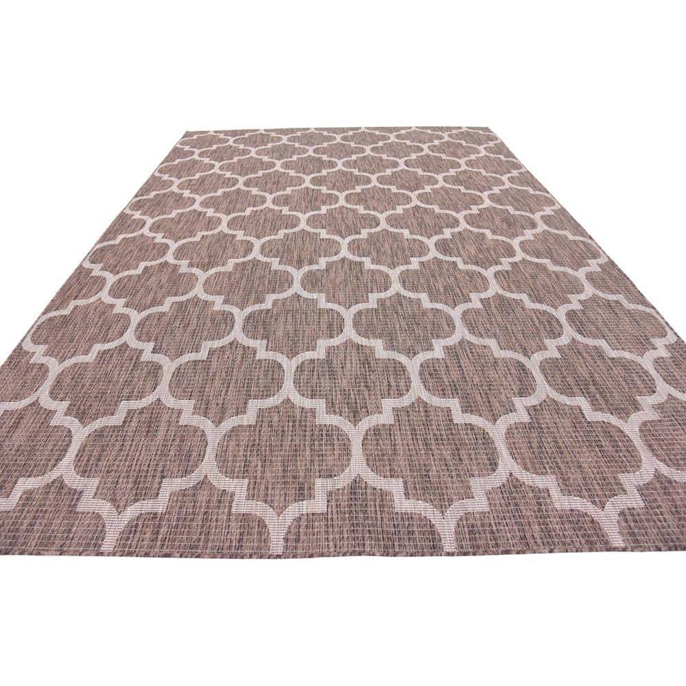 Unique Loom 8' 0 x 11' 4 Rectangle Indoor/Outdoor Trellis Brown Area Rug