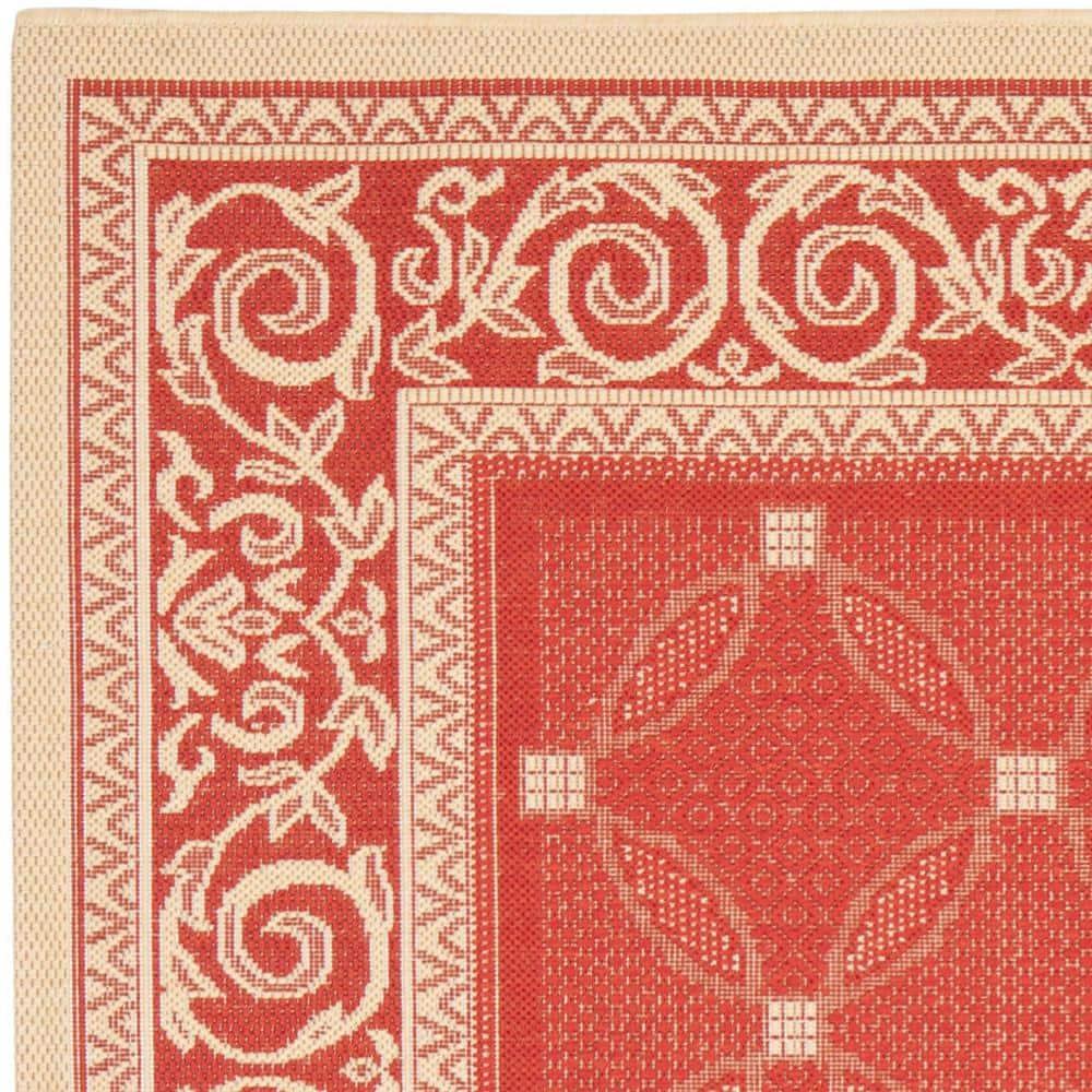 Courtyard CY1502 Power Loomed Indoor and Outdoor Area Rug - Red/Natural - 6'7"x6'7" - Safavieh
