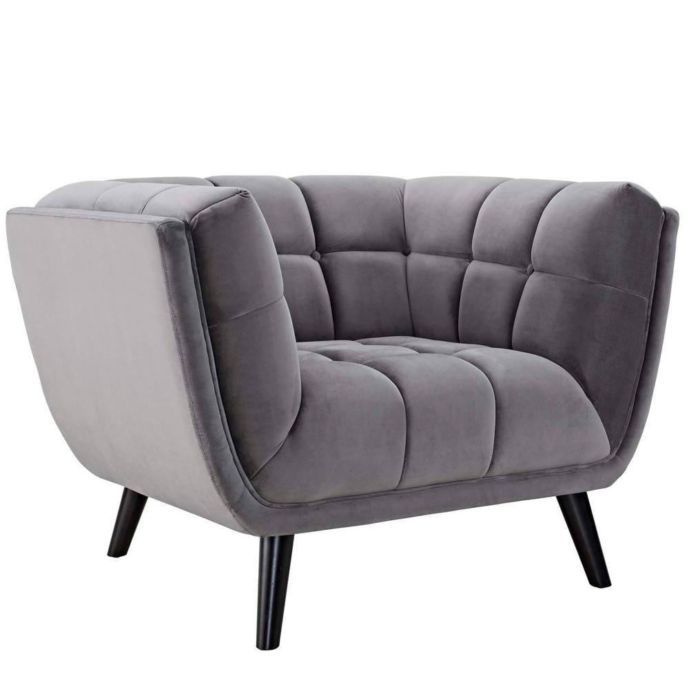 Modway Bestow Performance Velvet Armchair in Gray