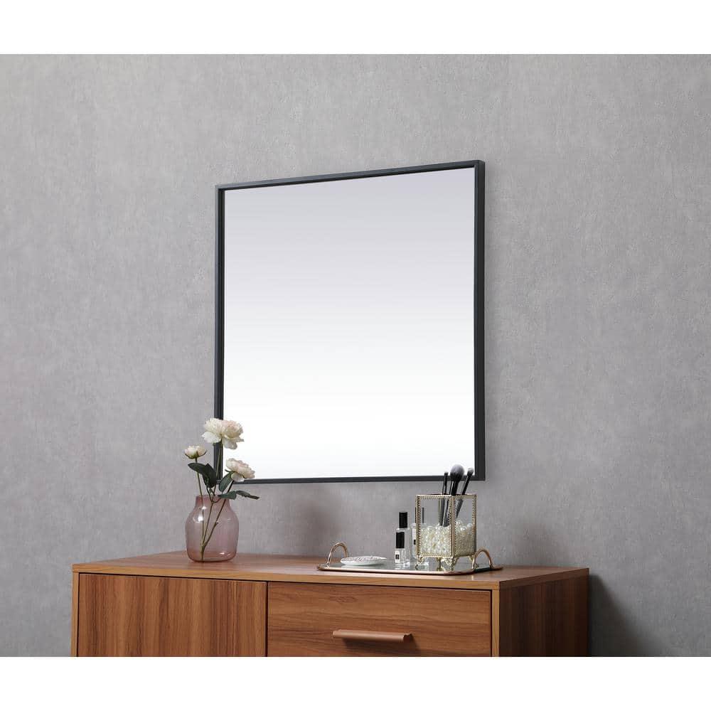 Elegant Lighting Metal Frame Square Mirror 24 inch in Black