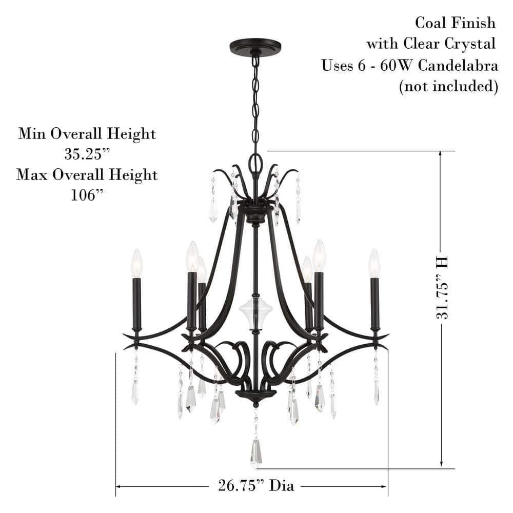 4446-66A-Minka Lavery-Laurel Estate - 6 Light Chandelier-31.75 Inches Tall and 26.75 Inches Wide-Coal Finish    -Traditional Installation