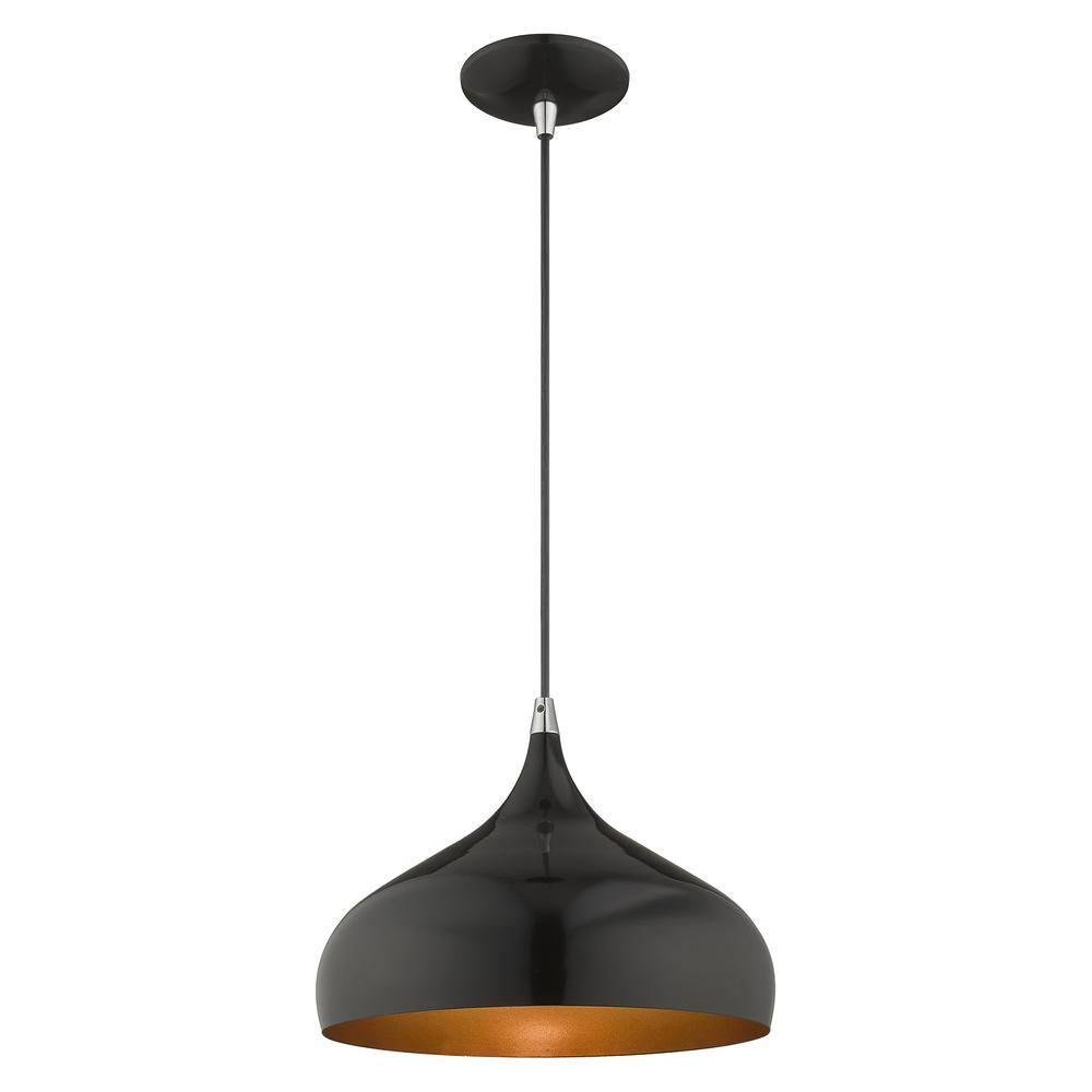 Livex Lighting Amador 1 - Light Pendant in  Shiny Black