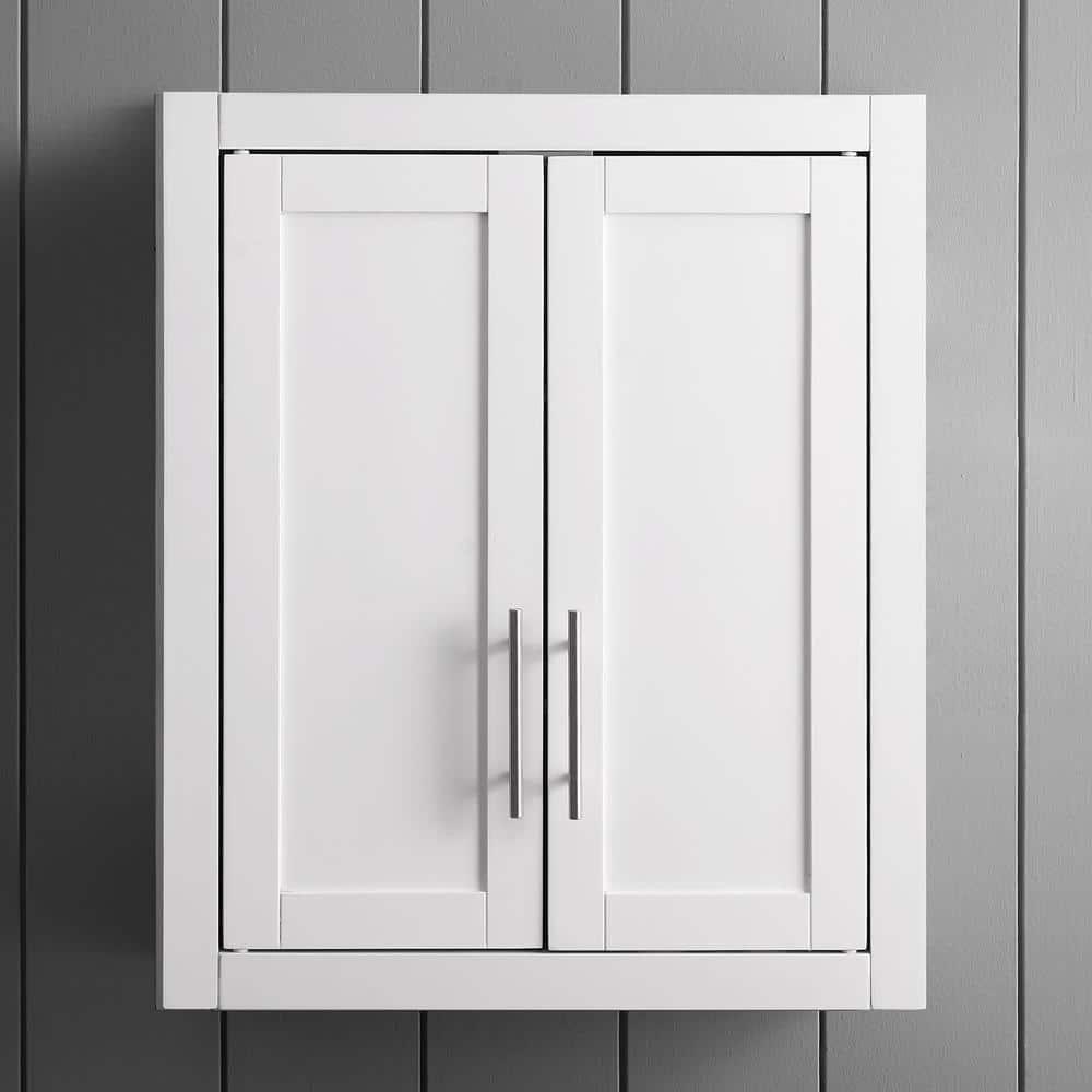 Savannah Wall Cabinet White - Crosley: Adjustable Shelves, MDF, Universal Storage, 22x26x8 inches