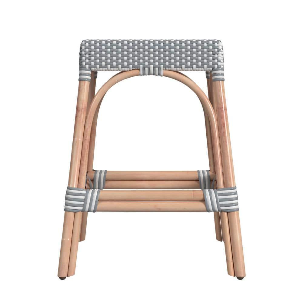 Butler Specialty Company Robias Rattan 24.5" Counter Stool - Gray & White Stripe